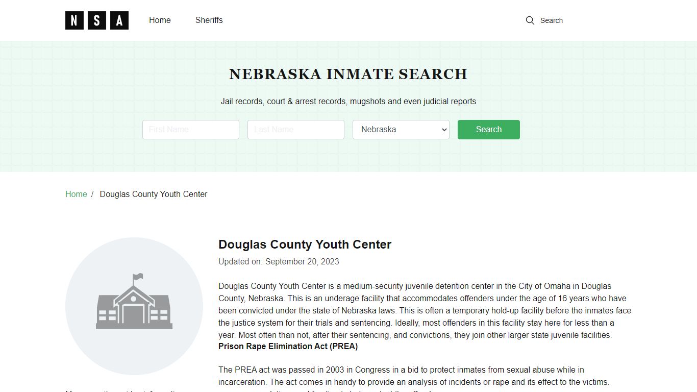 Douglas County Youth Center, Nebraska and County Jail Information